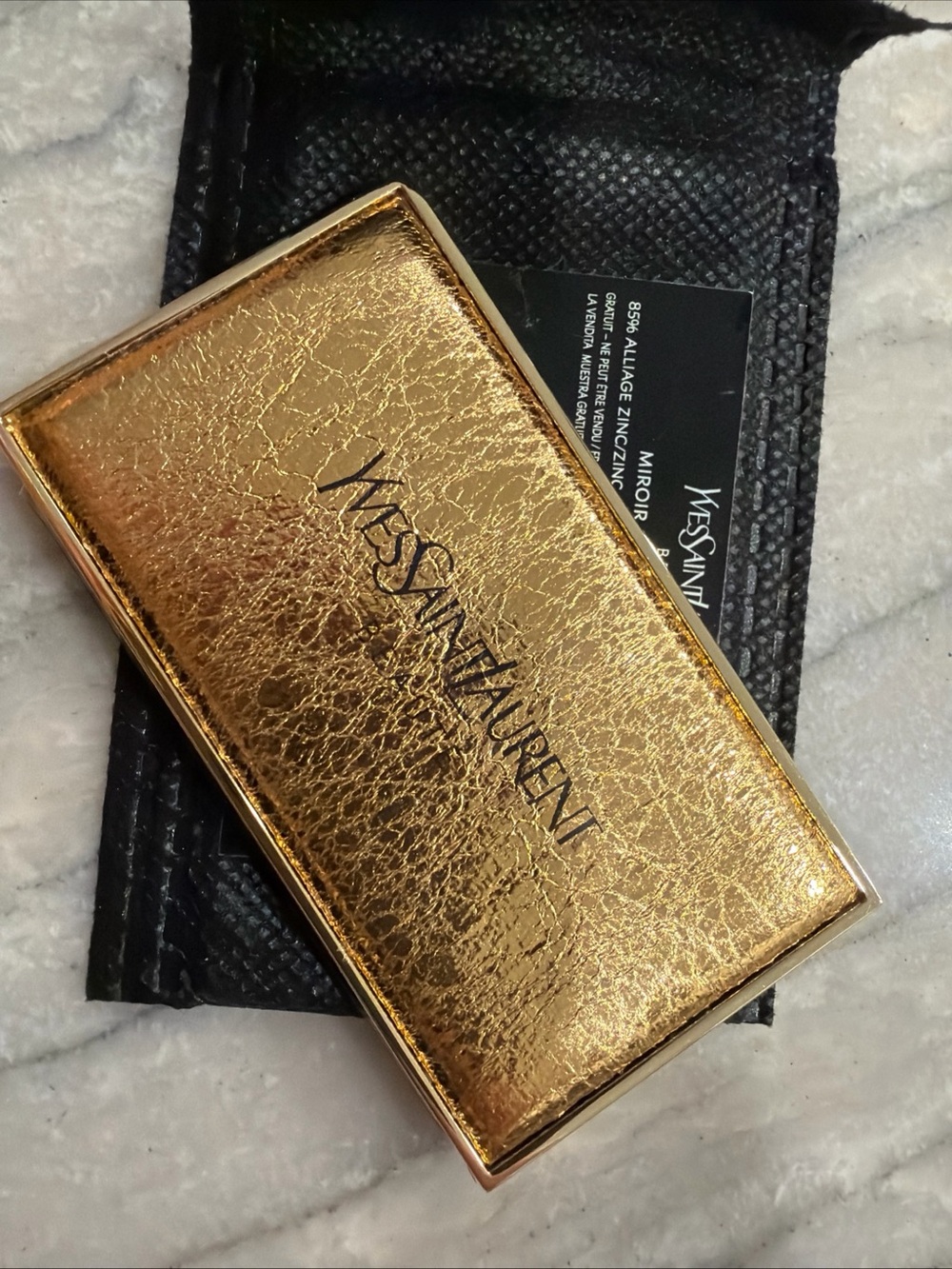 Sexy YSL Yves Saint Laurent Beaute Gold Compact Mirror BRAND NEW w/ Pouch